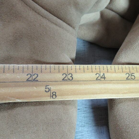 Talbots Coat Womens XL Tan Faux Suede Faux Shearling Lined Button Up Overcoat - Picture 6 of 7